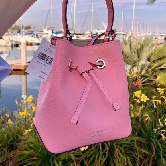 Kate Spade Pink Leather Bucket Crossbody Purse - Picture 4 of 12
